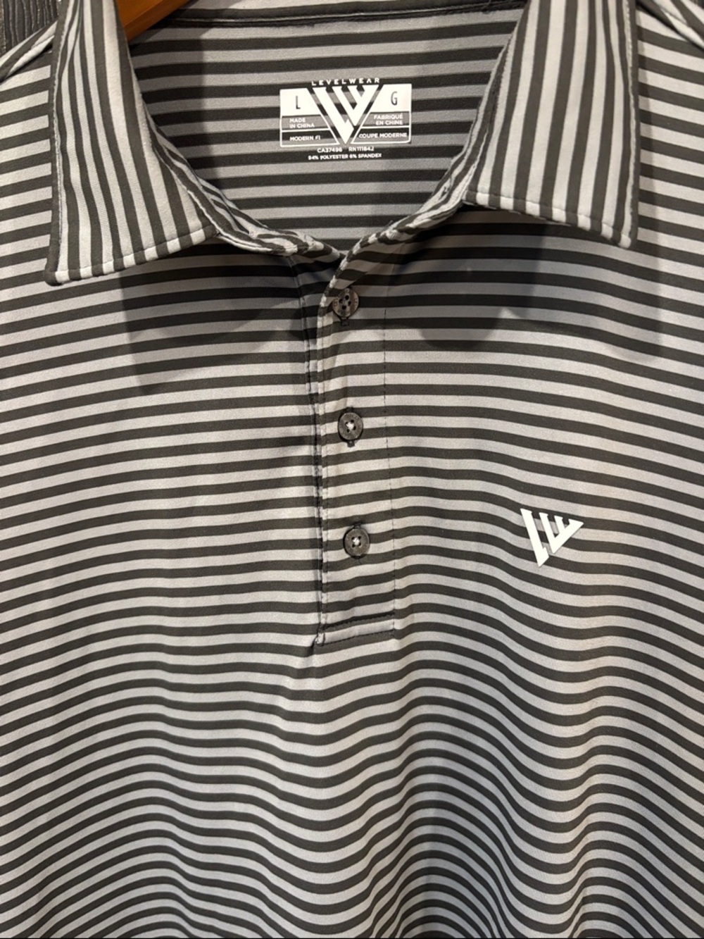 W Collection Gray & White Striped Performance Polo - Picture 4 of 6
